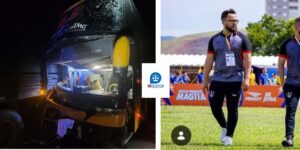 Acidente com ônibus do Águia de Marabá na BR-153, entre Santa Rita do Tocantins e Crixás, mata preparador físico e deixa quatro feridos