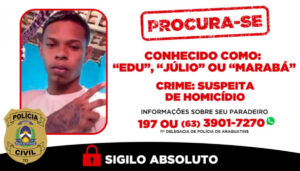 Suspeito de matar jovem dentro de casa em Araguatins está foragido; PC faz buscas e pede ajuda da população